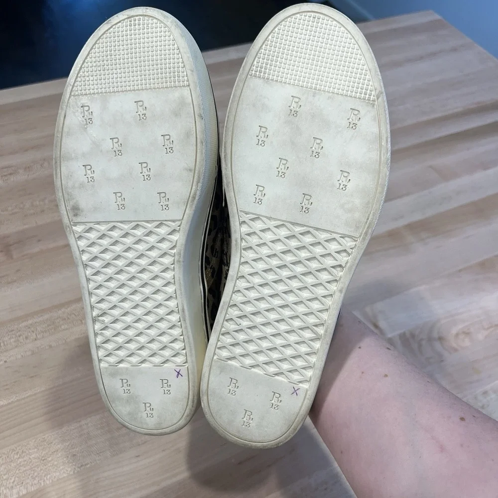 R13 Cheetah Print Canvas Slip-On Sneakers Women's Size 9, Men's 7, Bag Included